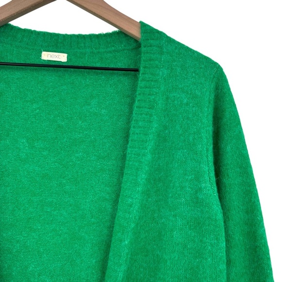 Next Cardigan Sweater Solid Grass Green Open Front Pockets | Size 15 Year XS/S - Picture 4 of 9
